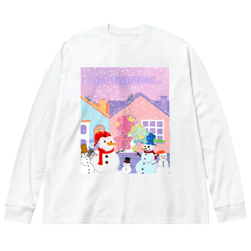 雪だるまのホームパーティー！ ビッグシルエットロングスリーブTシャツ