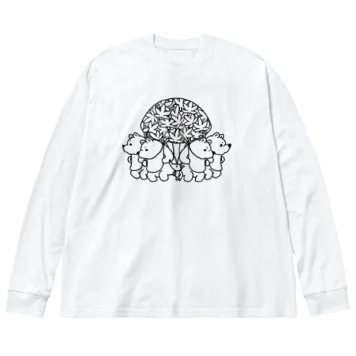 森のクマタロ 押しくら饅頭(白黒) Big Long Sleeve T-Shirt