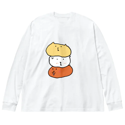 ねこいぬかぴ ビッグシルエットロングスリーブTシャツ