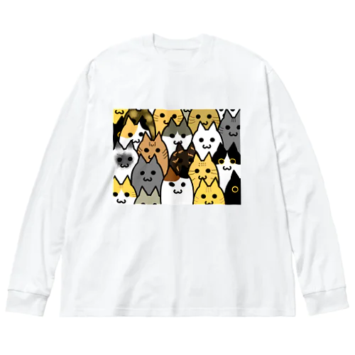 猫いっぱい ビッグシルエットロングスリーブTシャツ