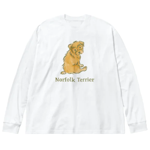 ふりむき犬（ナチュラル） ビッグシルエットロングスリーブTシャツ