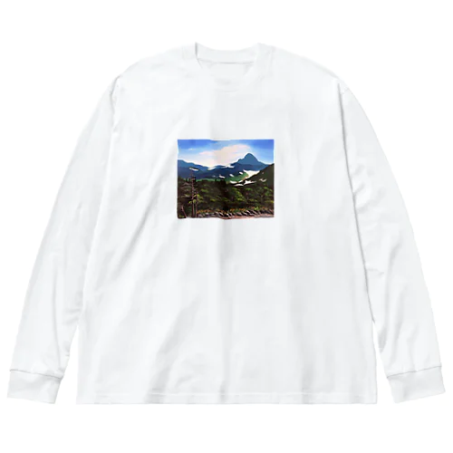 残雪の山 ビッグシルエットロングスリーブTシャツ