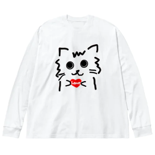 ハート猫 루즈핏 롱 슬리브 티셔츠