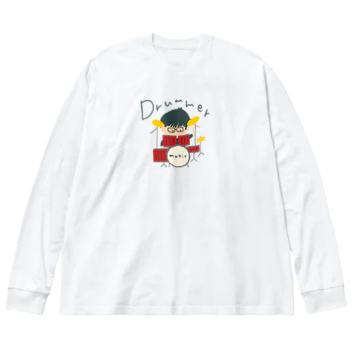 drummerメガネ君 ビッグシルエットロングスリーブTシャツ