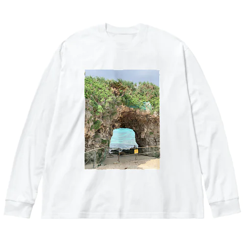 沖縄の海と洞窟 ビッグシルエットロングスリーブTシャツ