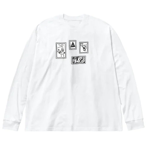 古代の謎展(白黒) ビッグシルエットロングスリーブTシャツ