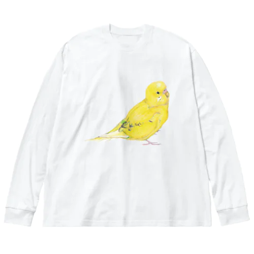 [森図鑑]セキセイインコ黄色 ビッグシルエットロングスリーブTシャツ