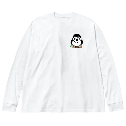 ワンポイント　ぶわっとな スズメがちゅん02 ビッグシルエットロングスリーブTシャツ