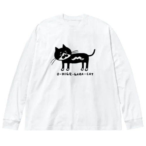 お髭柄キャット ビッグシルエットロングスリーブTシャツ