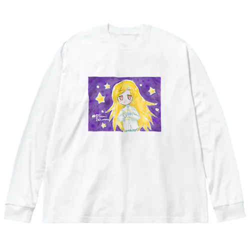 水色の星と少女 ビッグシルエットロングスリーブTシャツ