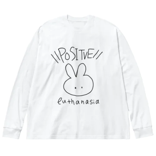 POSITVE euthanasiaうさぎ(黒) Big Long Sleeve T-Shirt