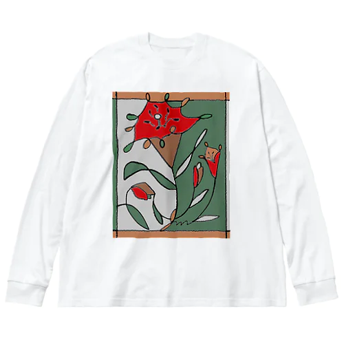 Yuriの花（隠しアルファベット） ビッグシルエットロングスリーブTシャツ