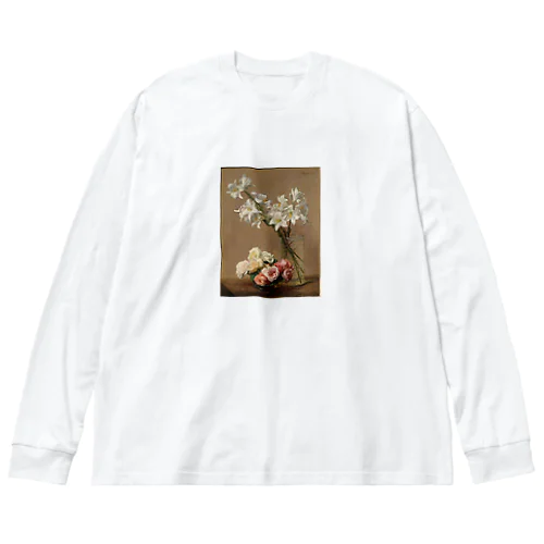 アンリファンタンラトゥール 　/　バラとユリ　Roses and Lilies 1888 Big Long Sleeve T-Shirt