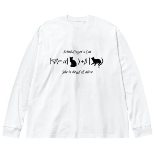 シュレーディンガーの猫（黒字） Big Long Sleeve T-Shirt