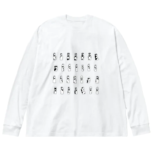 モアイ像3 ビッグシルエットロングスリーブTシャツ