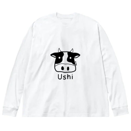 Ushi (牛) 黒デザイン ビッグシルエットロングスリーブTシャツ