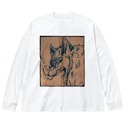 灰の狼【LUNA 】 ビッグシルエットロングスリーブTシャツ