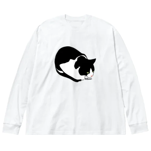 考える猫 ビッグシルエットロングスリーブTシャツ