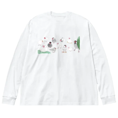 あつまれ文鳥ちゃん【まめるりはことり】 ビッグシルエットロングスリーブTシャツ