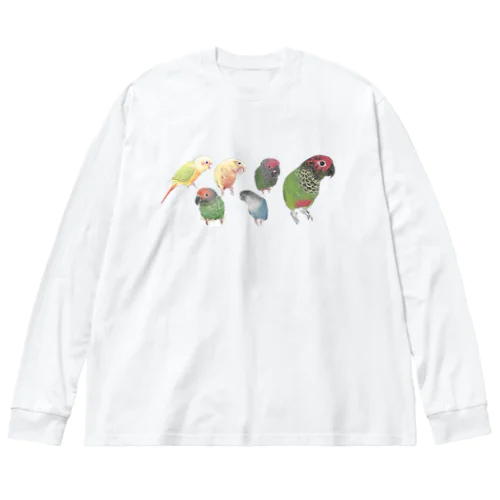 あつまれウロコインコちゃん【まめるりはことり】 ビッグシルエットロングスリーブTシャツ