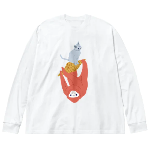 猫&ナマケモノ⇒UFO捕獲編 Big Long Sleeve T-Shirt