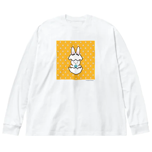 たまごドットからうさぎ誕生？うさぎビッグオレンジ！！！ Big Long Sleeve T-Shirt