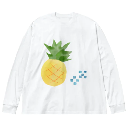 パイナップル　水彩　文字なし　pineapple no text ビッグシルエットロングスリーブTシャツ