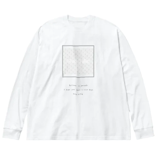blue flower pattern × logo message Big Long Sleeve T-Shirt