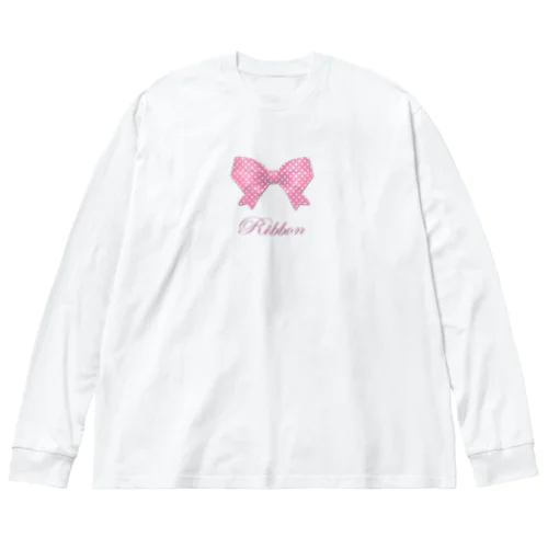 Ribbon-Pink Big Long Sleeve T-Shirt