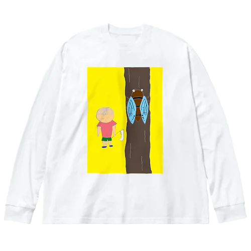 セミ採り２ ビッグシルエットロングスリーブTシャツ