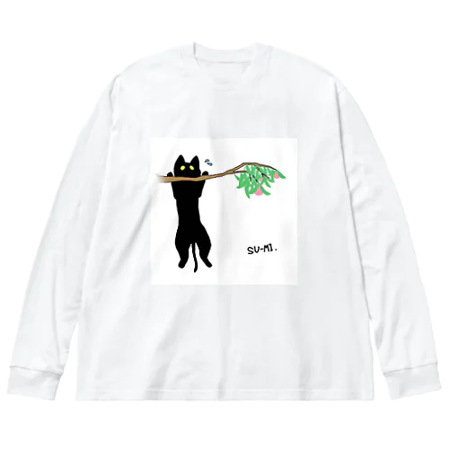 SU-MI ぶらねこ「桃」 ビッグシルエットロングスリーブTシャツ