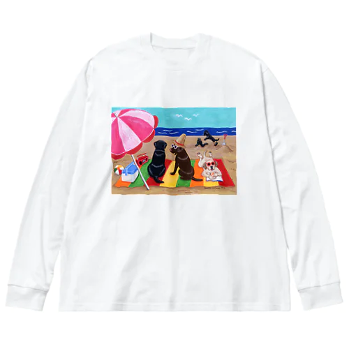 浜辺のラブラドール ビッグシルエットロングスリーブTシャツ