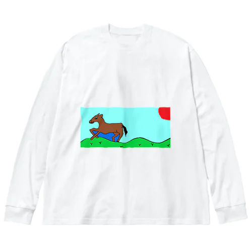 陽気な馬 ビッグシルエットロングスリーブTシャツ