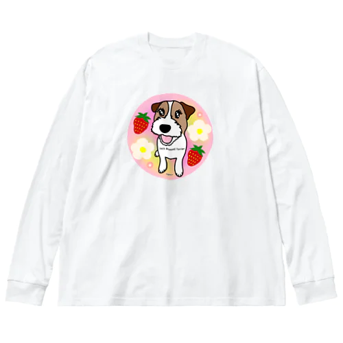 夢かわいいジャックラッセルテリア犬とフルーツ ビッグシルエットロングスリーブTシャツ