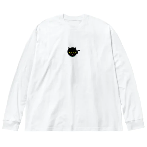 黒毛のマルノネコ/にゃ ビッグシルエットロングスリーブTシャツ