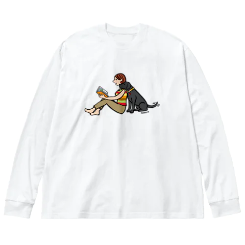 ブラックラブラドールとママの読書の時間 Big Long Sleeve T-Shirt