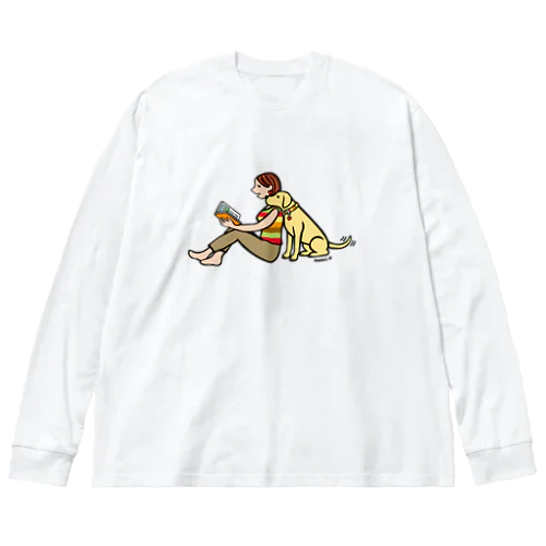 イエローラブラドールとママの読書の時間 Big Long Sleeve T-Shirt