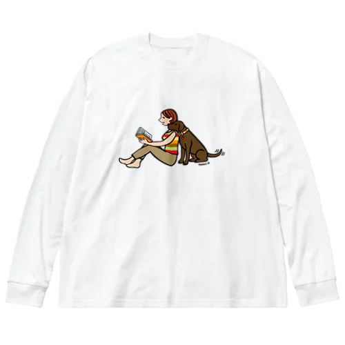 チョコレートラブラドールとママの読書の時間 Big Long Sleeve T-Shirt