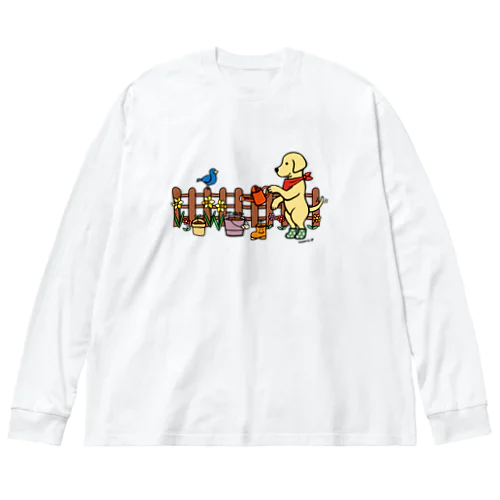 イエローラブラドールがガーデニング Big Long Sleeve T-Shirt