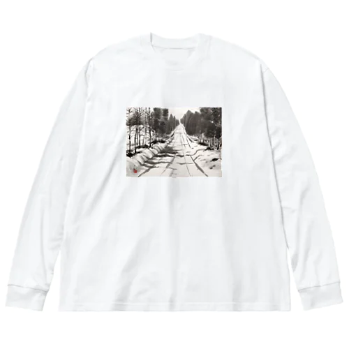 墨絵　雪道 Big Long Sleeve T-Shirt