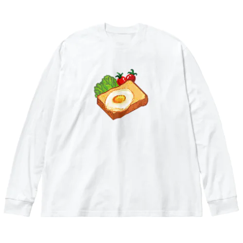 ピクセル・目玉焼きトースト ビッグシルエットロングスリーブTシャツ