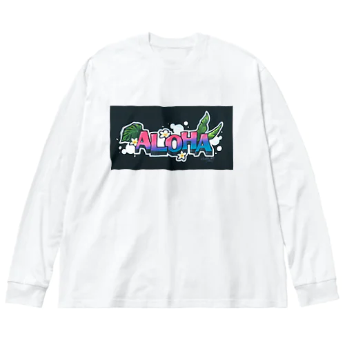 アロハ文字チョークアート ビッグシルエットロングスリーブTシャツ