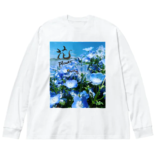 ネモフィラと花 ビッグシルエットロングスリーブTシャツ