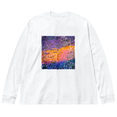 ダークなブルーに鮮やかなオレンジの帯 Big Long Sleeve T-Shirt