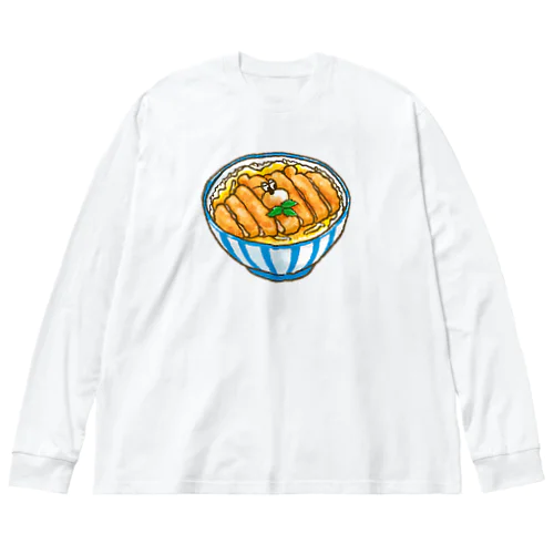 ぶちゃくま。カツ丼 ビッグシルエットロングスリーブTシャツ