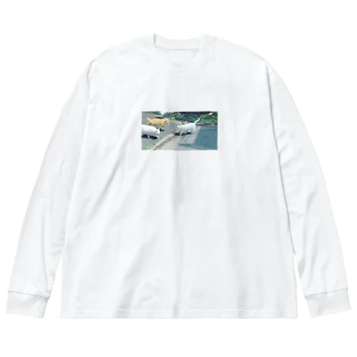 猫3匹 Big Long Sleeve T-Shirt