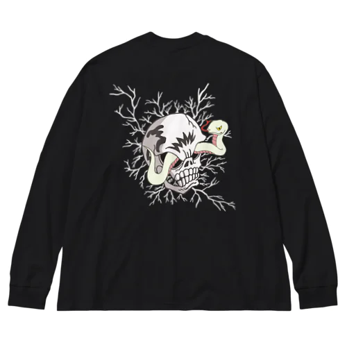 【両面プリント】骸骨と白蛇 2 Big Long Sleeve T-Shirt