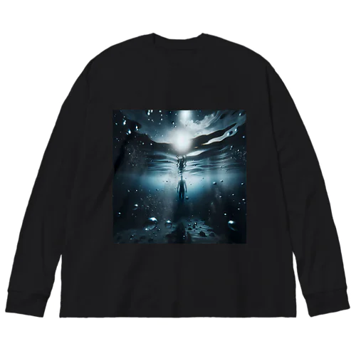 水の底（AI生成） ビッグシルエットロングスリーブTシャツ