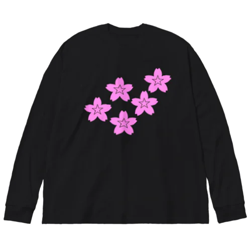 星桜紋（流れ星ピンク）　Star cherry blossom Crest (Shooting star pink）) ビッグシルエットロングスリーブTシャツ