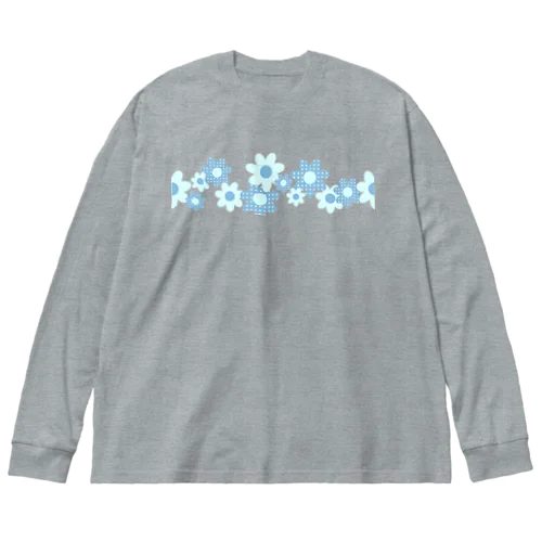 レトロ風花(ドット)B透過 Big Long Sleeve T-Shirt